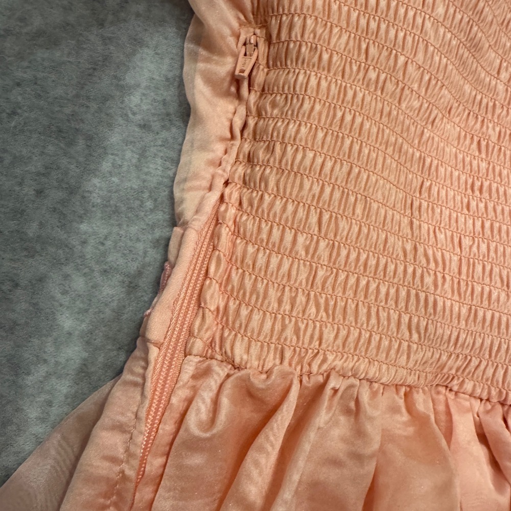 Wicked Glinda Peach Pink Embroidered Dress Adult SM Cosplay Halloween Costume - Picture 11 of 12